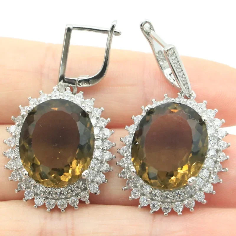 15g Customized 925 SOLID STERLING SILVER Earrings Sapphire Morganite Orange Spessartine London Blue Smoky Topaz Aquamarine CZ