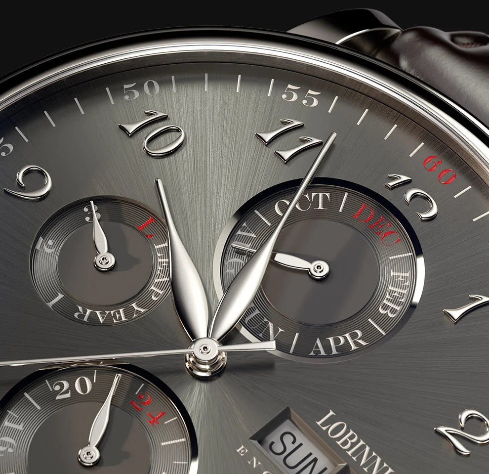 LOBINNI Luxury Brand Switzerland Perpetual Calendar Automatic Mechanical Men's Watches Sapphire Multi-function Clock L13019-8