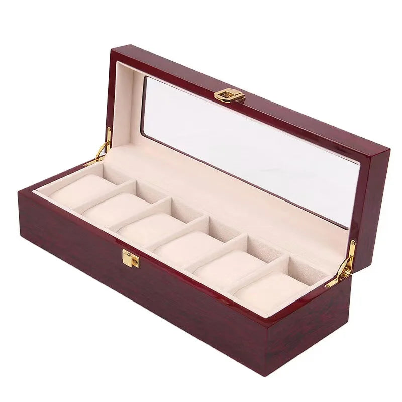 Luxury Wooden Watch Box 1/2/3/5/6/10/12 Grids Watch Organizers 6 Slots Wood Holder Boxes for Men Women  Watches Jewelry Display