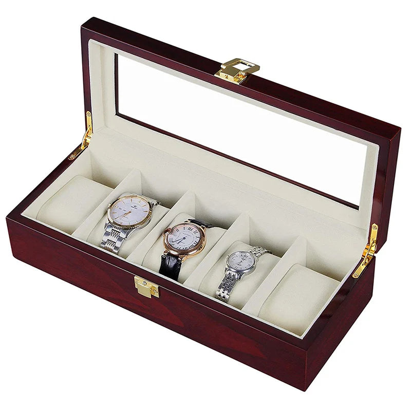 Luxury Wooden Watch Box 1/2/3/5/6/10/12 Grids Watch Organizers 6 Slots Wood Holder Boxes for Men Women  Watches Jewelry Display