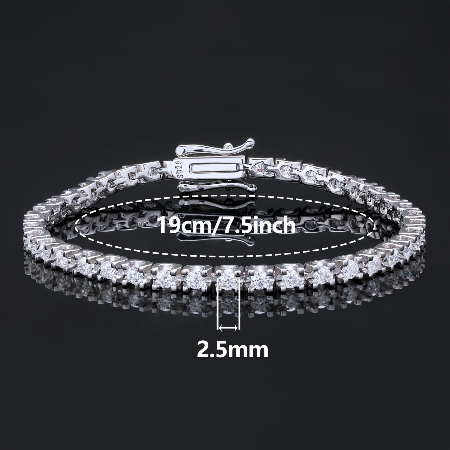 1pc 925 Silver 2/2.5/3mm VVS1 D Color Moissanite Tennis Bracelet with Lobster Clasp - Comfortable to Wear, Ideal for Birthdays and Parties, Comes with Gift Box, Perfect for Valentine'S Day, Daily Wear, and Special Occasions,