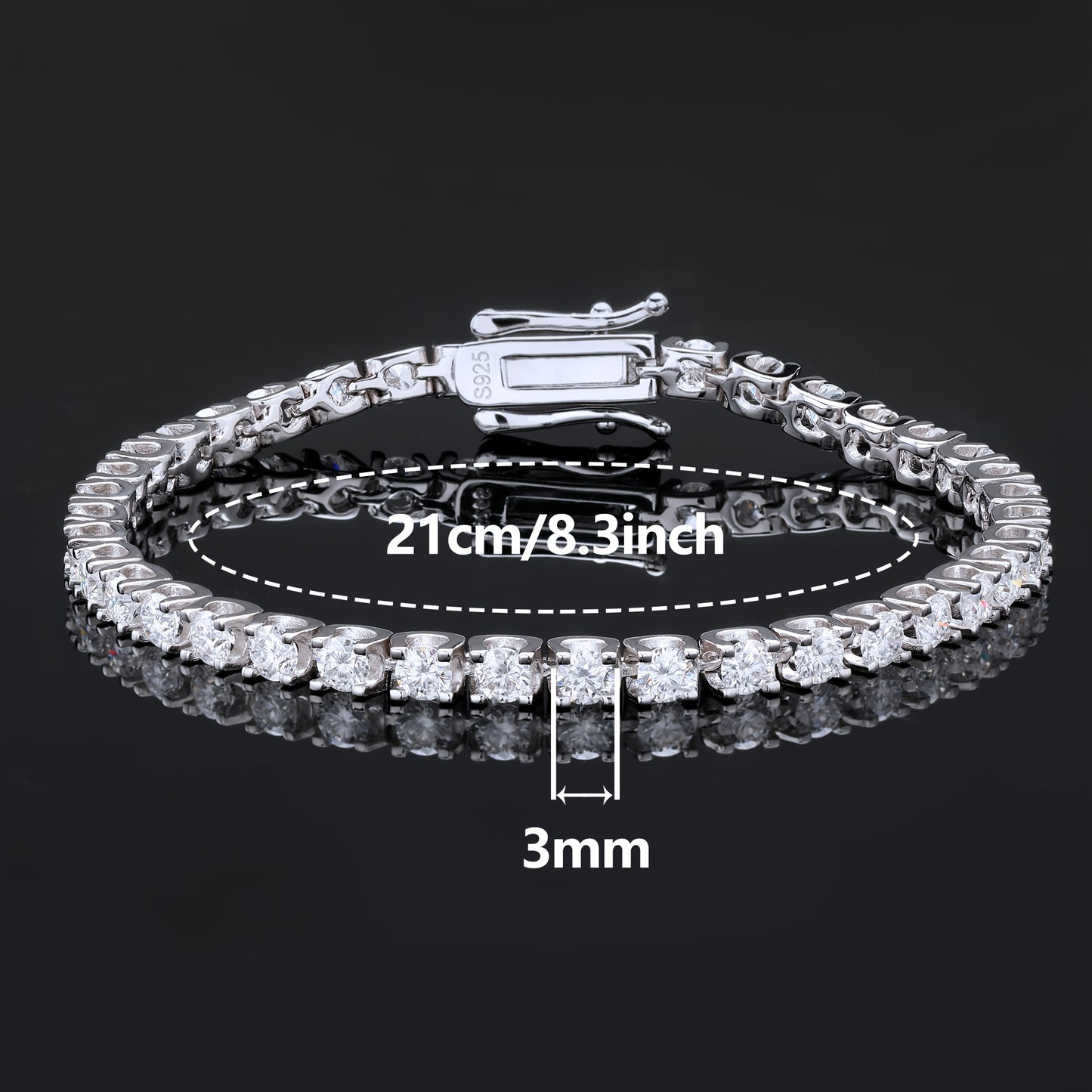 1pc 925 Silver 2/2.5/3mm VVS1 D Color Moissanite Tennis Bracelet with Lobster Clasp - Comfortable to Wear, Ideal for Birthdays and Parties, Comes with Gift Box, Perfect for Valentine'S Day, Daily Wear, and Special Occasions,