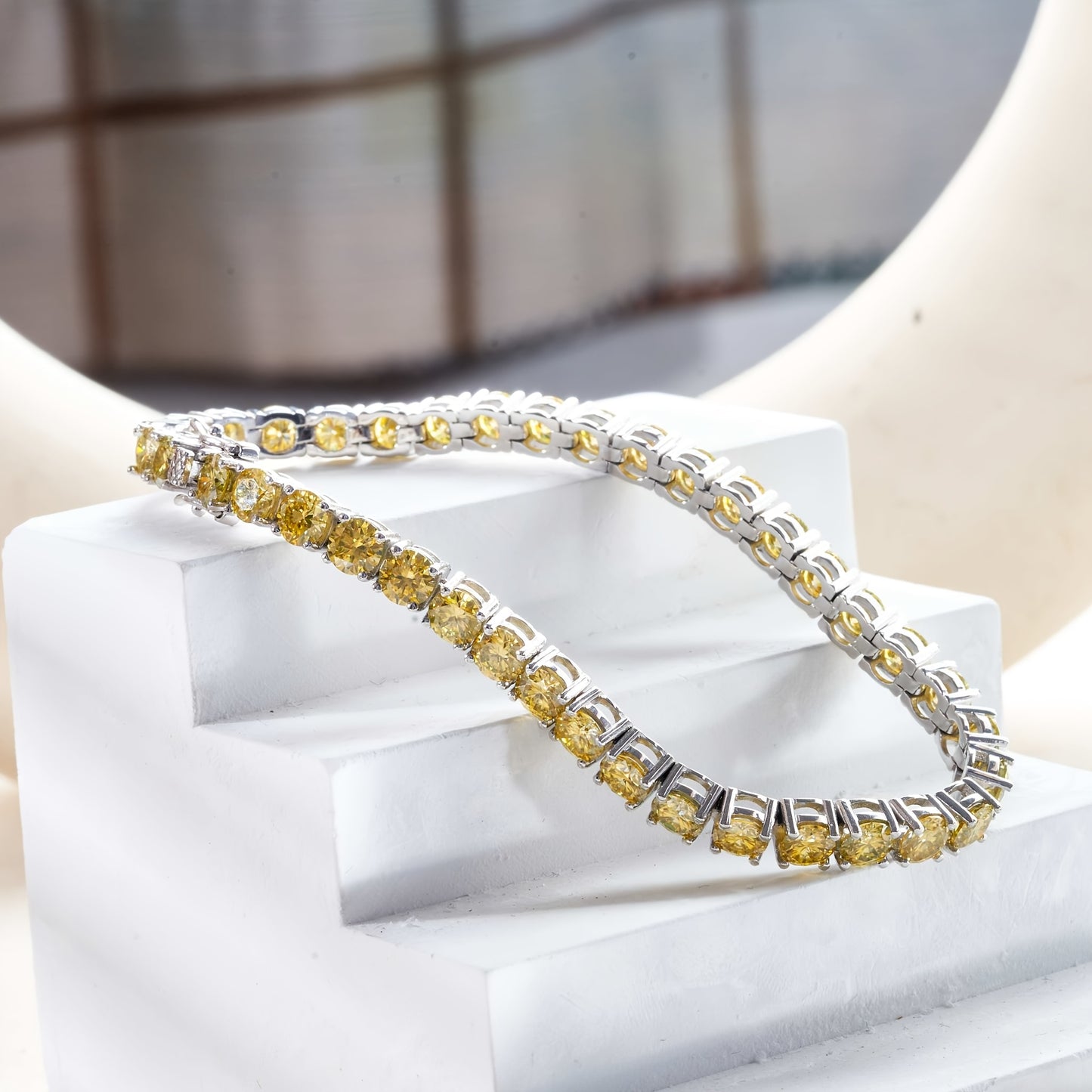 Shiny Gorgeous Women'S Tennis Bracelet, Full Moissanite Style Design Bracelet, Women'S Luxury Jewelry, Engagement Wedding Bracelet, Birthday, Anniversary, Valentine'S Day, Mother'S Day, Halloween, Thanksgiving, Christmas Gift