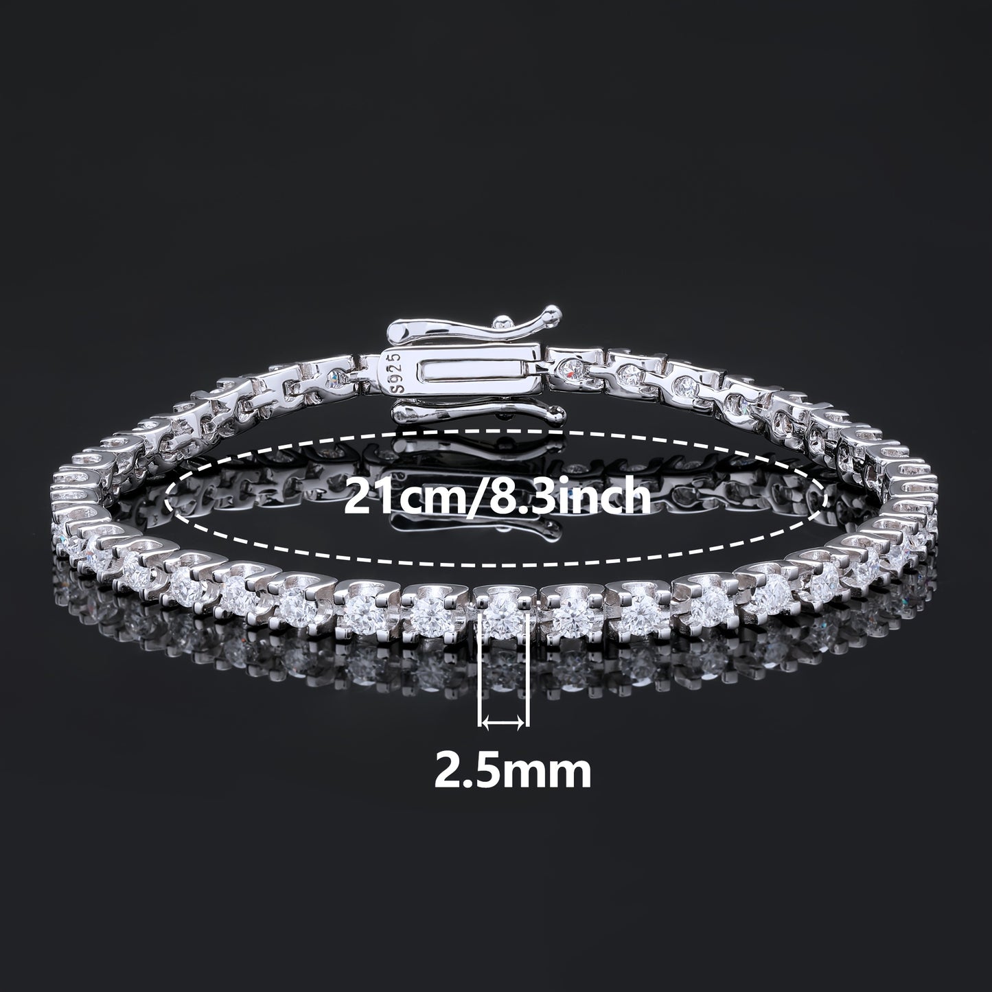 1pc 925 Silver 2/2.5/3mm VVS1 D Color Moissanite Tennis Bracelet with Lobster Clasp - Comfortable to Wear, Ideal for Birthdays and Parties, Comes with Gift Box, Perfect for Valentine'S Day, Daily Wear, and Special Occasions,