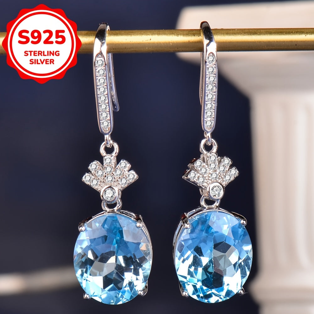 "925 Sterling 925 Silver Natural Topaz Earrings for - Elegant, Fashionable, Luxurious, and Sophisticated. Perfect for Valentine's Day, Mother's Day, Birthdays, Christmas, and Thanksgiving as a Gift for Your Beloved.", for Tee