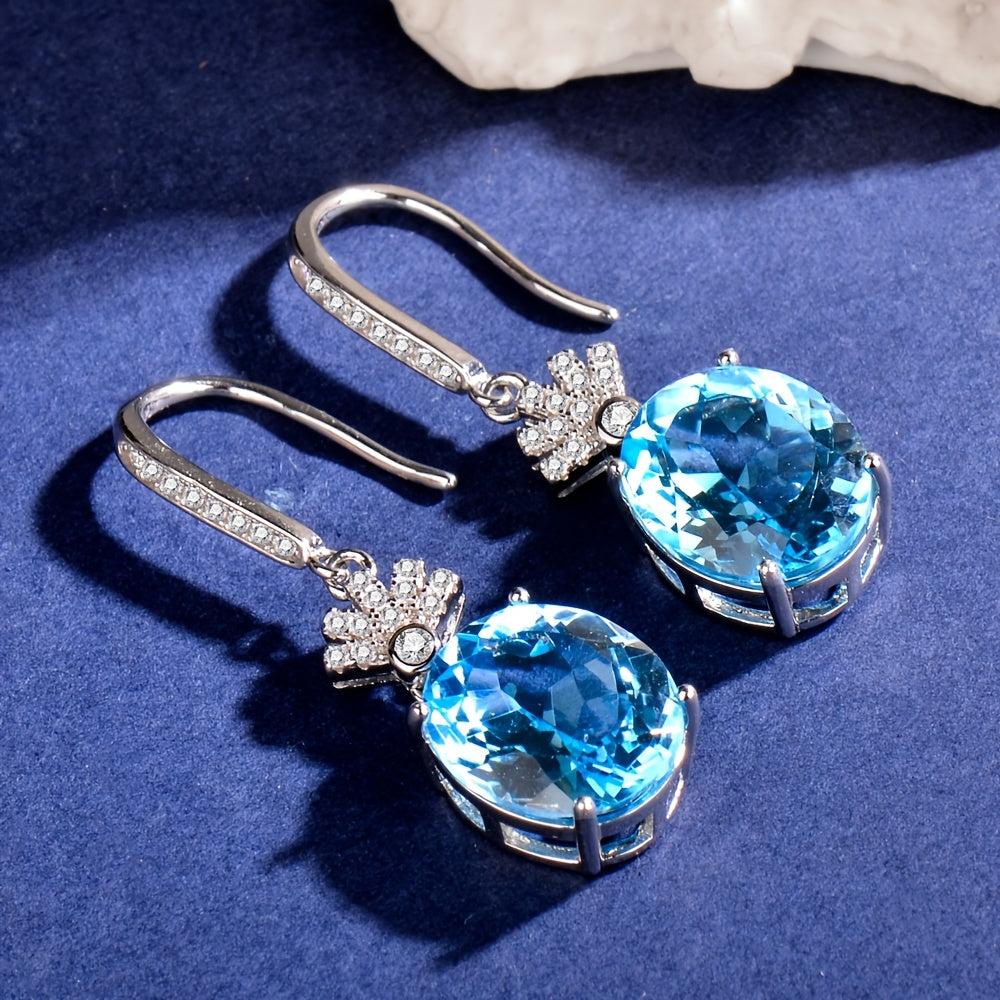 "925 Sterling 925 Silver Natural Topaz Earrings for - Elegant, Fashionable, Luxurious, and Sophisticated. Perfect for Valentine's Day, Mother's Day, Birthdays, Christmas, and Thanksgiving as a Gift for Your Beloved.", for Tee