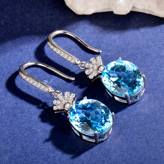 "925 Sterling 925 Silver Natural Topaz Earrings for - Elegant, Fashionable, Luxurious, and Sophisticated. Perfect for Valentine's Day, Mother's Day, Birthdays, Christmas, and Thanksgiving as a Gift for Your Beloved.", for Tee