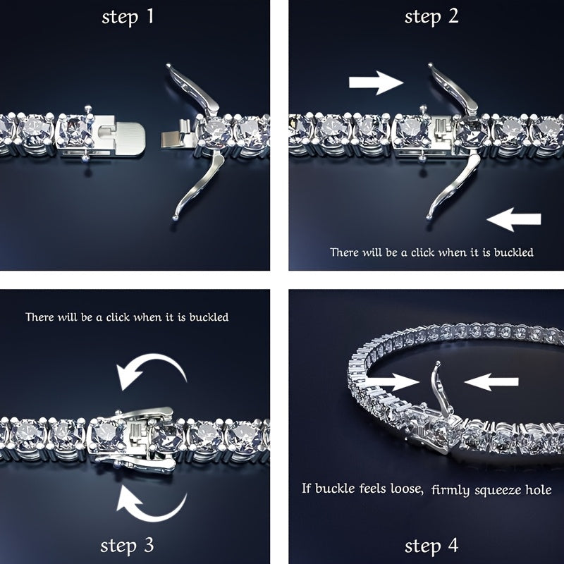 925 Silver Moissanite Tennis Bracelet 5mm, 14k Gold Plated Moissanite Necklace for Men and Women, Handmade Anniversary Gift