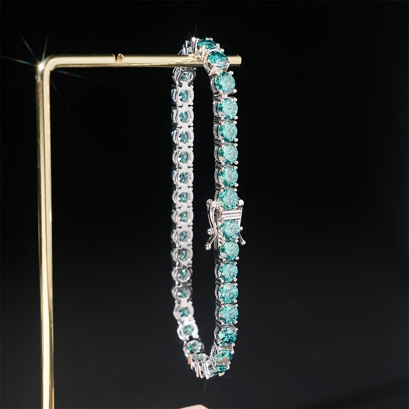 0.1-0.5 Carat Green Moissanite Bracelet, S925 Silver Elegant Multi-functional Tennis Chain for Both Men And Women, High-end Light Luxury Jewelry, Perfect Gift for Engagement, Wedding, Valentine's Day, Mother's Day, Anniversar