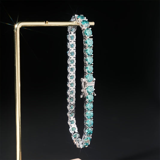 0.1-0.5 Carat Green Moissanite Bracelet, S925 Silver Elegant Multi-functional Tennis Chain for Both Men And Women, High-end Light Luxury Jewelry, Perfect Gift for Engagement, Wedding, Valentine's Day, Mother's Day, Anniversar